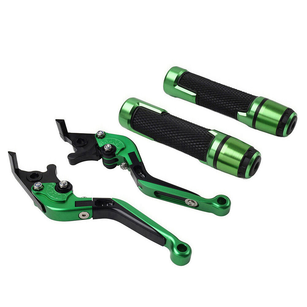 Fold Extendable Brake Clutch Levers Handlebar Grips Set Fit for Suzuki GSXR150 green