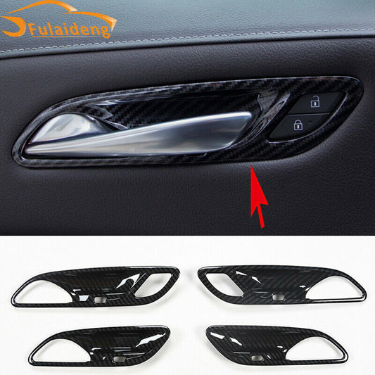 4for Cadillac XT4 2018-2021 Carbon Fiber Interior Door Handle Bowl Trims Covers
