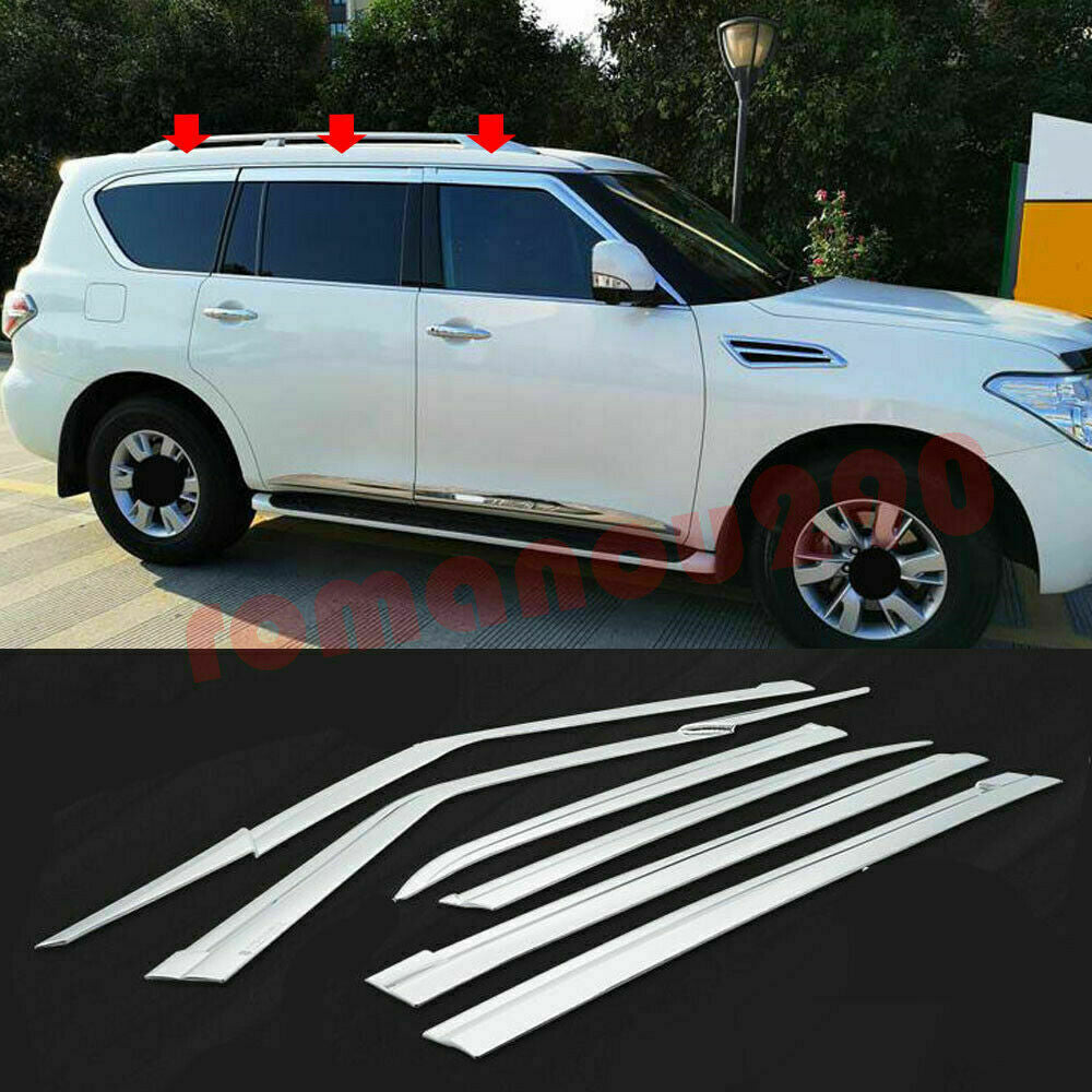 6P Chrome Car Window Visor Vent Shade Sun Rain Guard for Nissan Armada 2017-2021