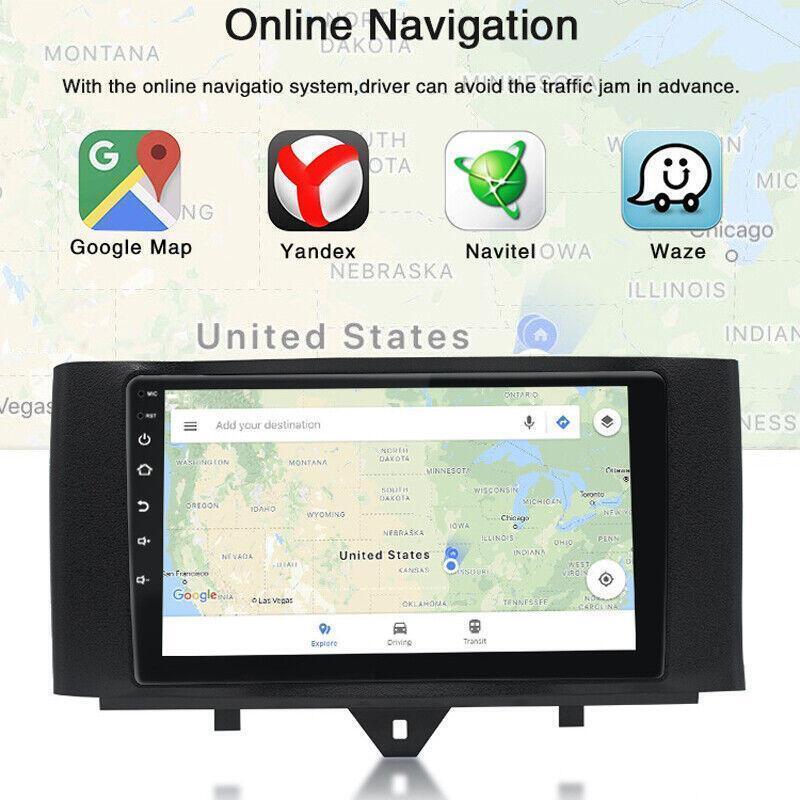 9inch Android 9.1 Car Stereo Radio GPS Navigation fit for Smart Fortwo 2011-2015