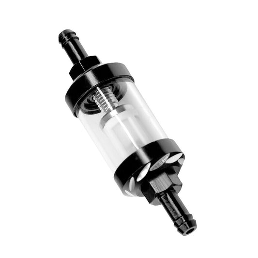 Universal 8mm straight-through reusable motorcycle glass fuel filter for gas and gasoline