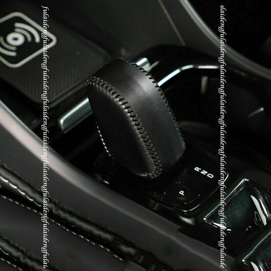 for Volvo XC40 2018-2022 Leather Black DIY Hand-stitched Gear Shift Knob Cover