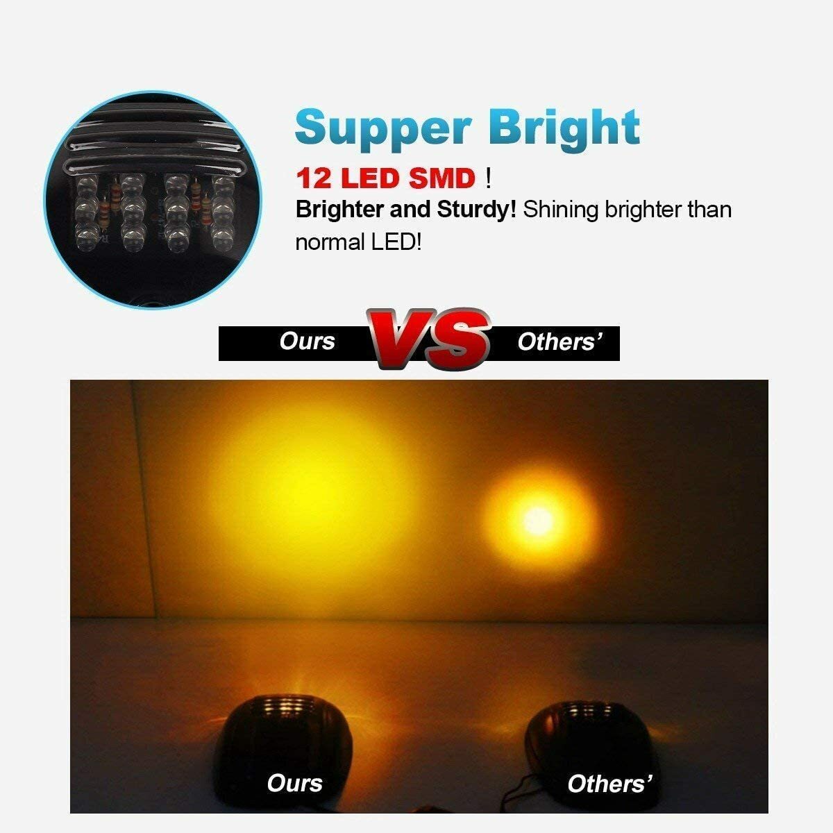 5X Smoke Lens Amber LED Cab Marker Roof Top Light Lamp for Chevy for GMC C2500 C3500