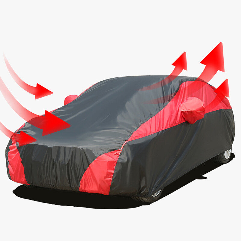 Red full-body cover, heavy-duty waterproof, UV-protective, sunscreen, snowproof,
