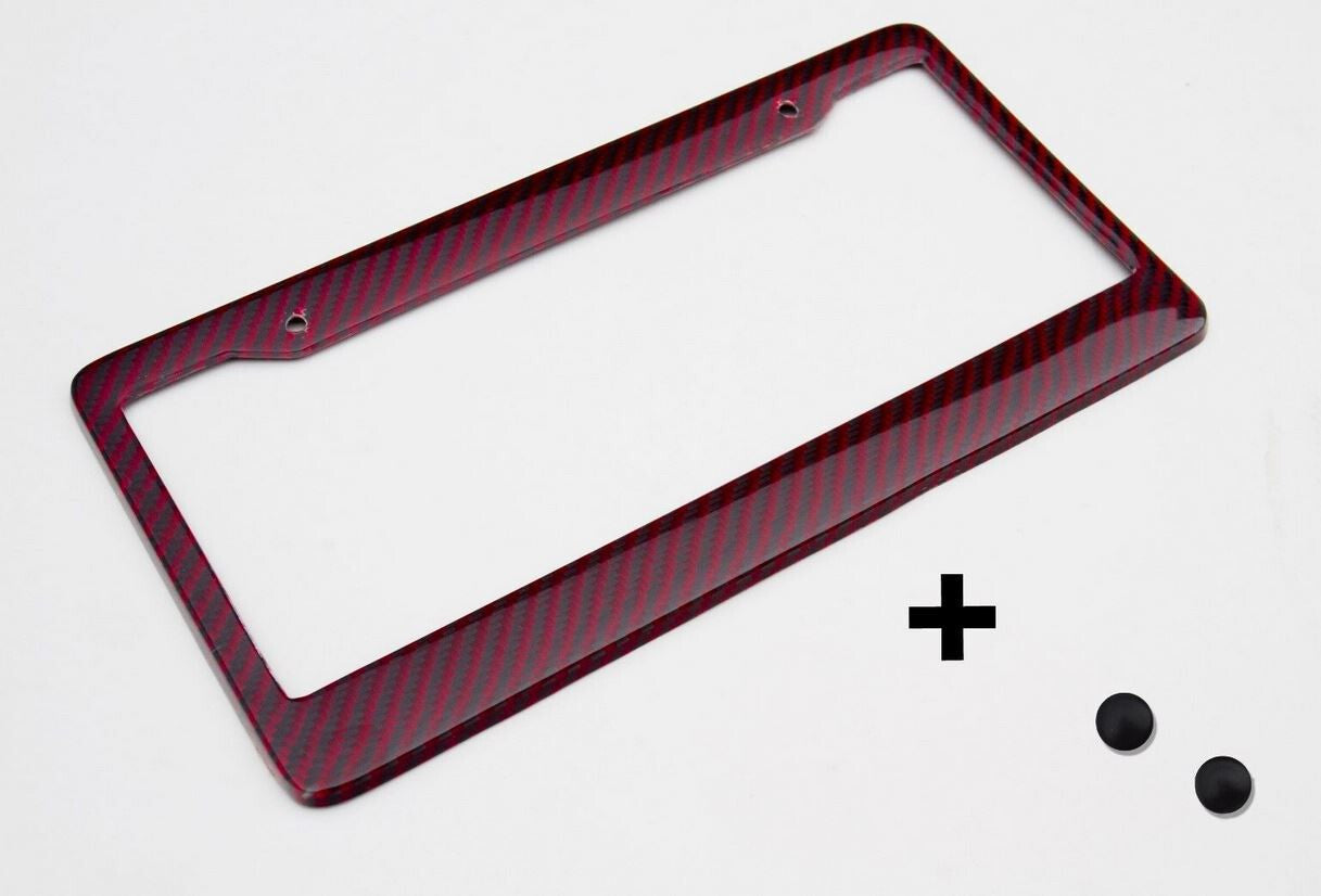 Car license plate frame cover cap trunk red carbon fiber suitable for Dodge