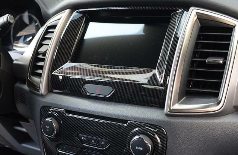 Fit for Ford Ranger 2015-2021 Carbon Fiber Central Console Navigation Frame Trim
