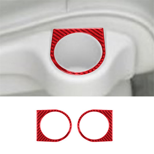 Red Carbon Fiber Left & Right Cup Holder Trim Cover for Nissan Quest 2004-2006