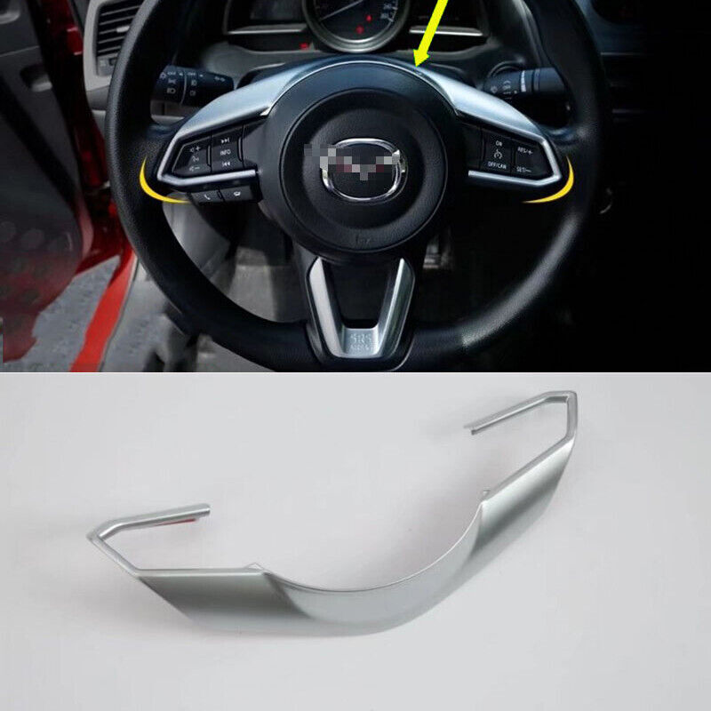 for Mazda CX-5 2017-2024 Silver Interior Steering Wheel Frame Cover Decor Trim