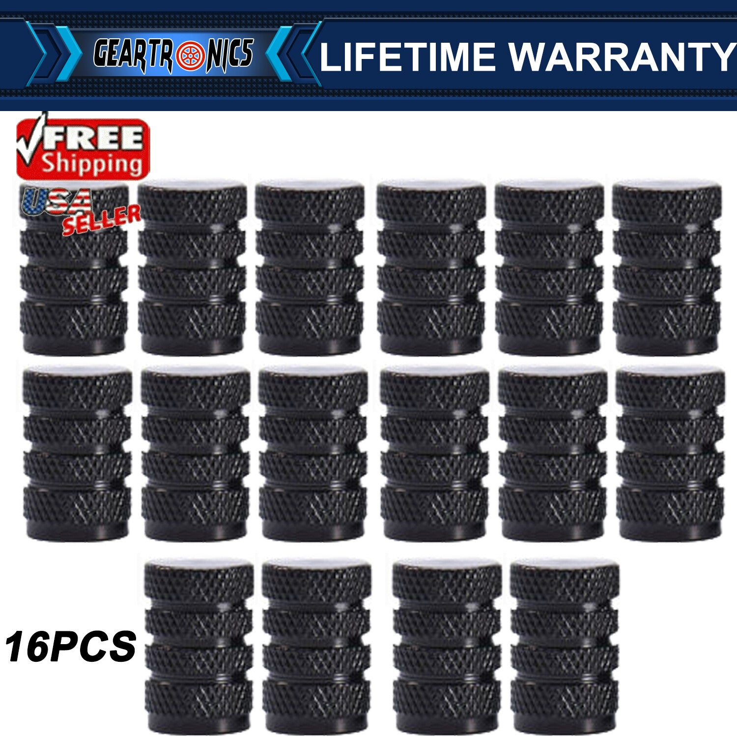 16x BLACK Aluminum Tire Valve Air Dust Cover Stem Caps -Wheel Car Truck SUV Bike