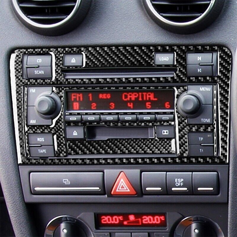 Real Carbon Fiber Car Interior Radio Stereo Cover Trim for Audi for A6 A7 2006-2007