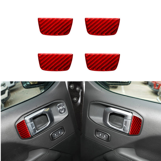 Red carbon fiber door handle trim for Jeep for Wrangler JL 2018+ gladiator 2020+