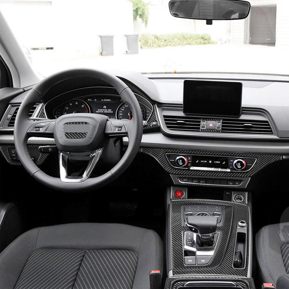 55Pcs Carbon Fiber Interior Full Set Decorative Trim Kit for Audi Q5 Q5L 2018-23
