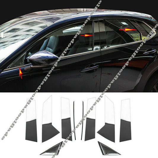 Chrome Black Pillar Panels for Mazda CX-30 20-22 Door Cover Piano Post Trims Kit