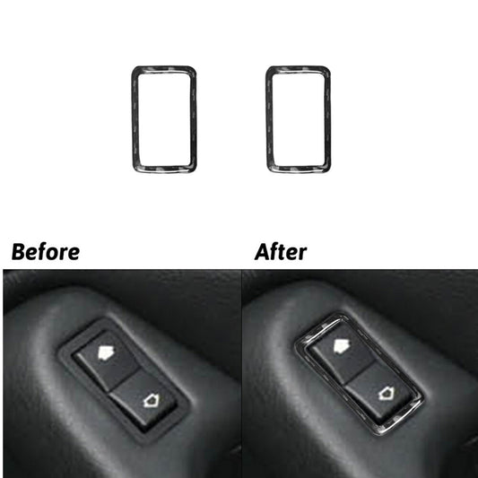 2x Carbon Fiber Rear Door Window Control Cover Sticker for BMW M5 E39 1998-2003