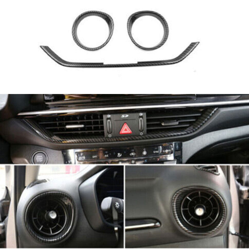 for Kia Forte 2019-2023 Carbon Fiber Style Center Console Air Outlet Vents Frame