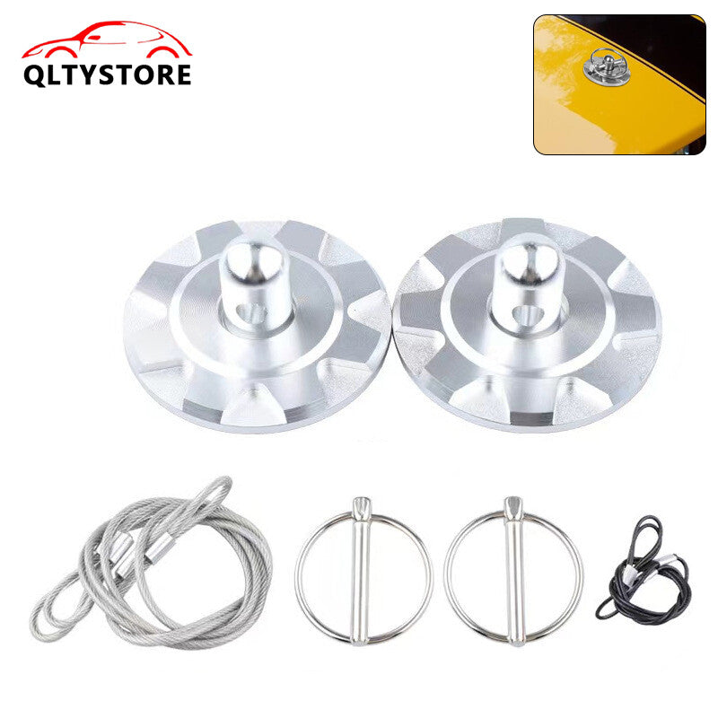 Silver Hardware Bonnet Racing Hood Pin Lock Appearance Kit Universal Aluminum
