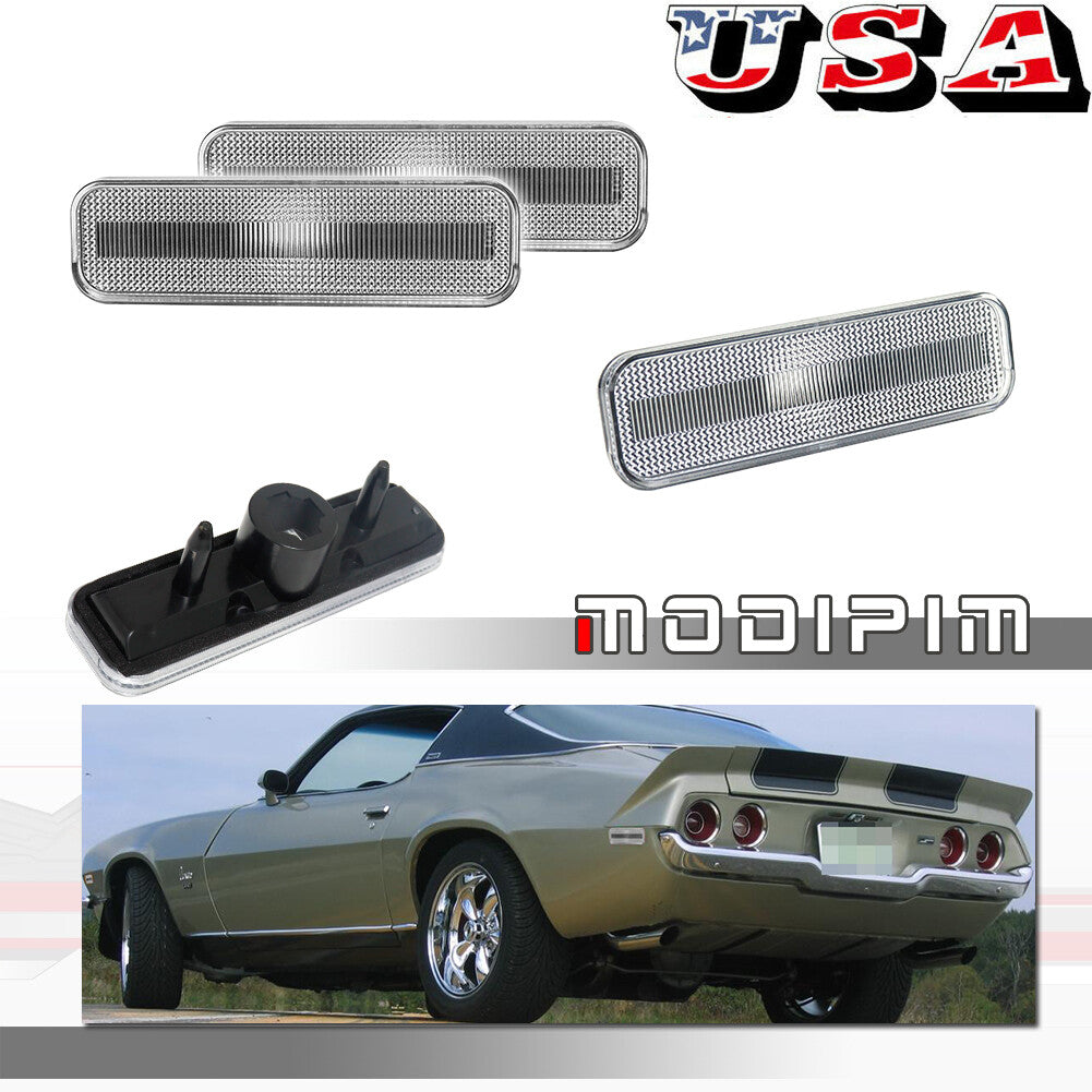 4-Piece Clear Front and Rear Side Marker Covers for 1970-73 for Chevrolet Camaro SS Z28 RS