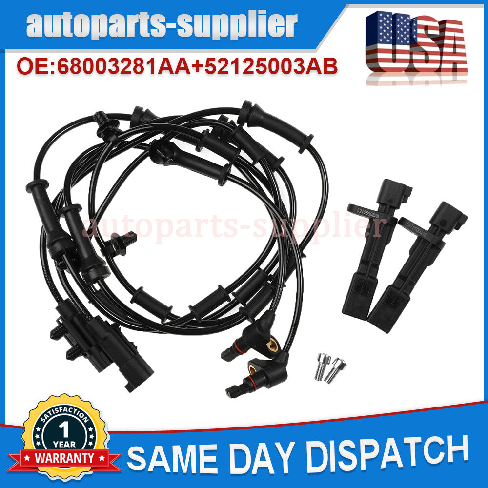 4-piece ABS wheel speed sensor set (front, rear, left, right) suitable for 2007-17 for Jeep for Wrangler .