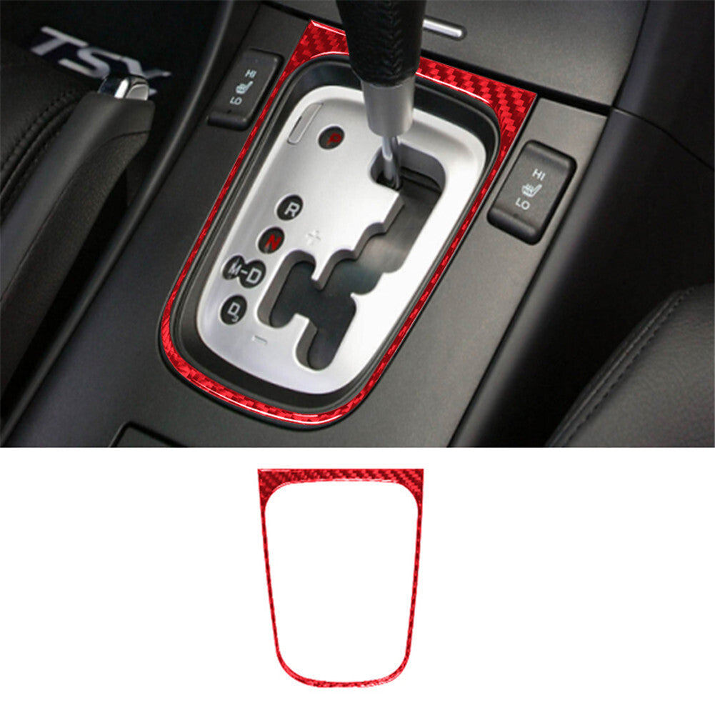 Gear Shifter Frame Trim Panel Interior Carbon Fiber for Acura TSX 2003-2008 Red