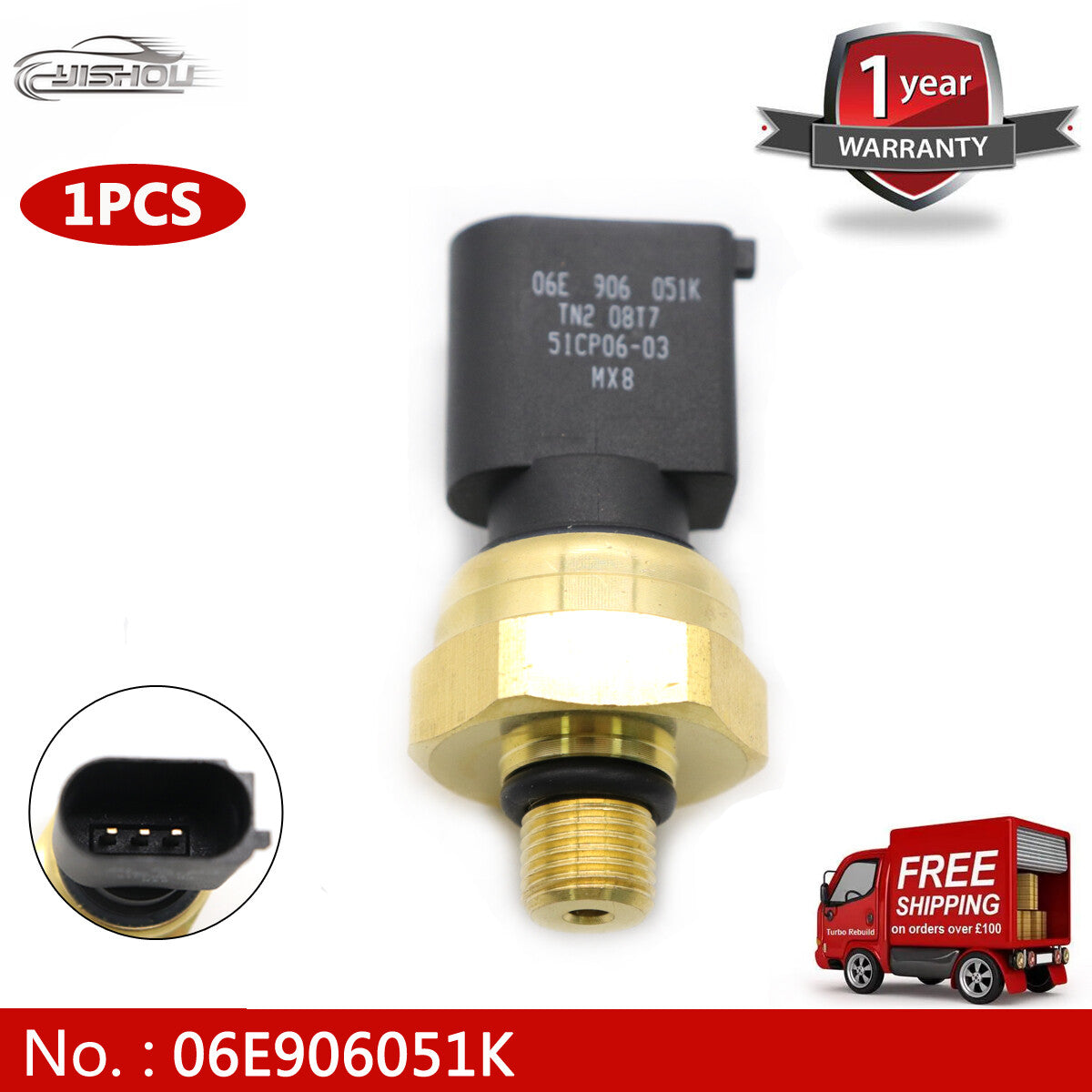 Low Pressure Sensor 06E906051K for Audi for A4 Quattro 2.0L for VW for Jetta for Passat GTI05-09