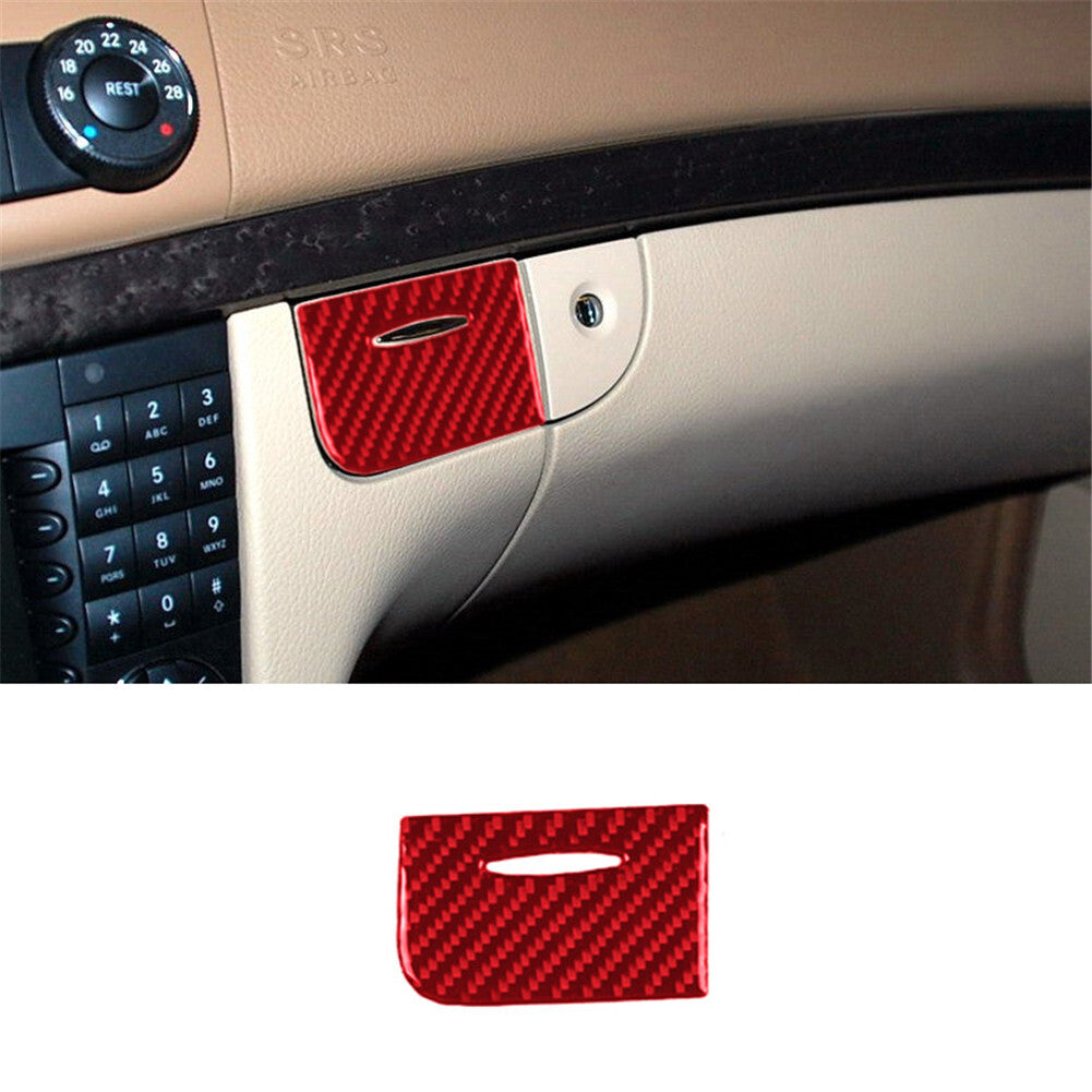 Red Carbon Fiber Glove Box Handle Trim for Mercedes-Benz E-Class W211 2003-2009