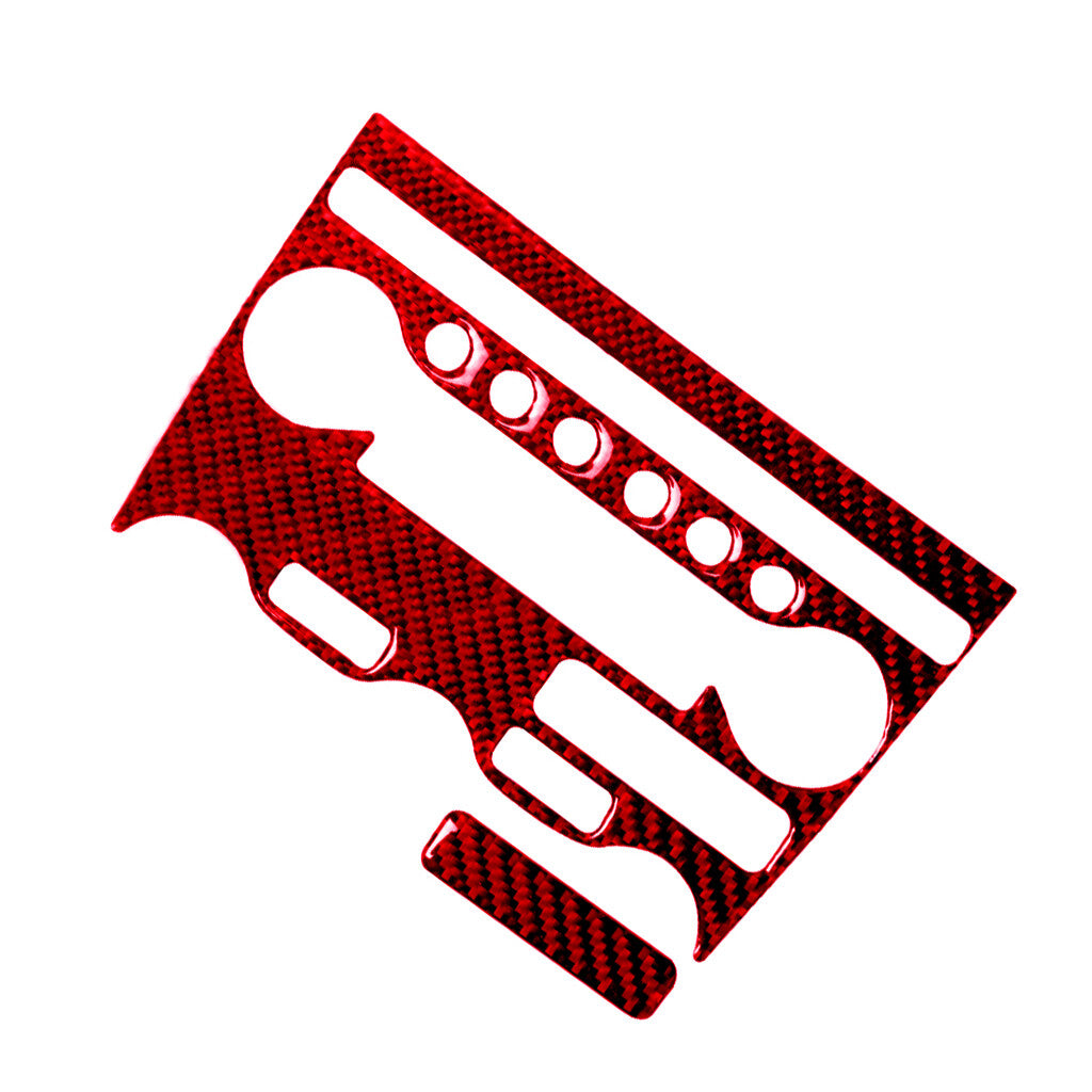 Red CD Radio A/C Button Frame Cover Trim Carbon Fiber for Nissan 370Z 2009-2020