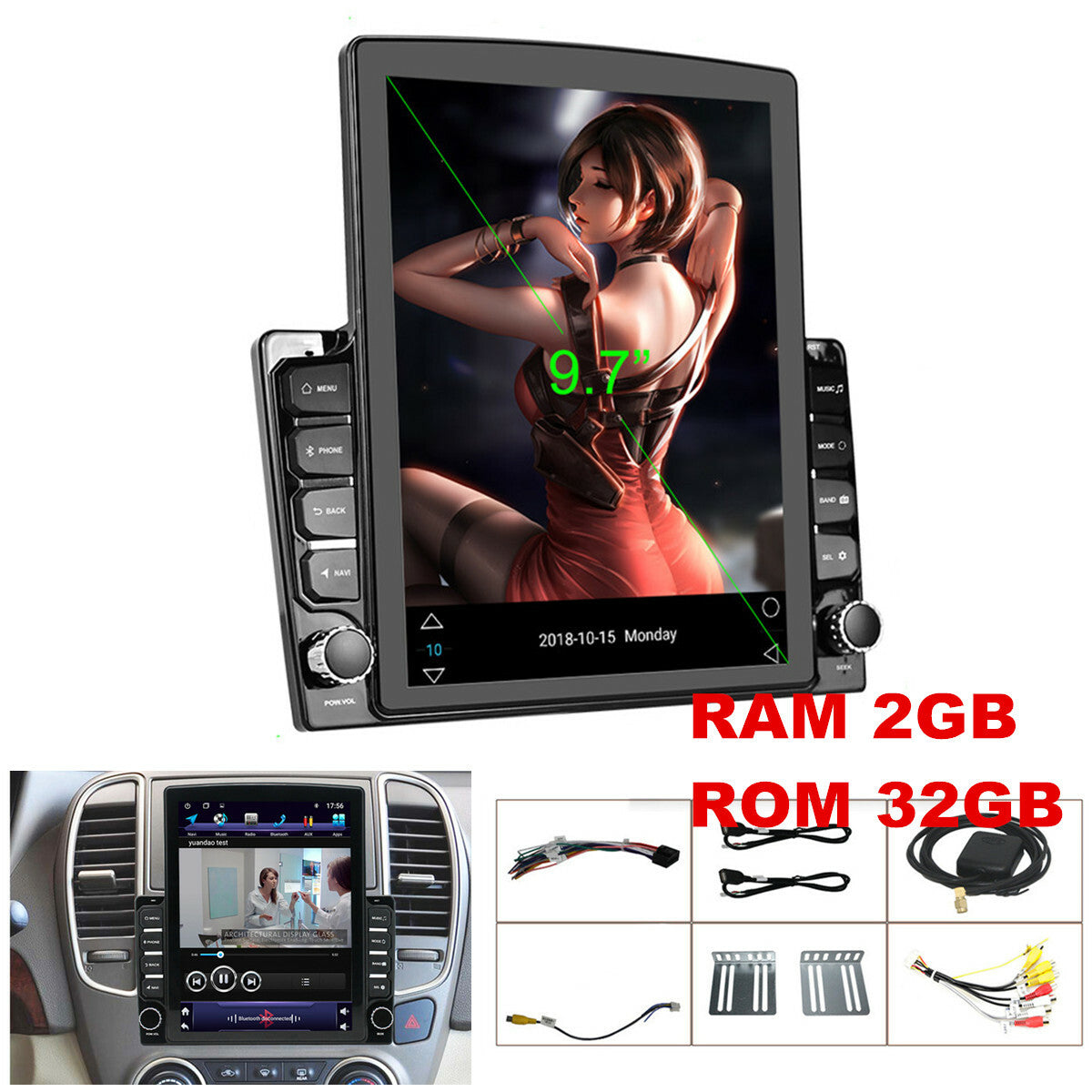 9.7'' Android 9.1 Car Stereo Radio Player GPS Navigation Head Unit Mirror Link