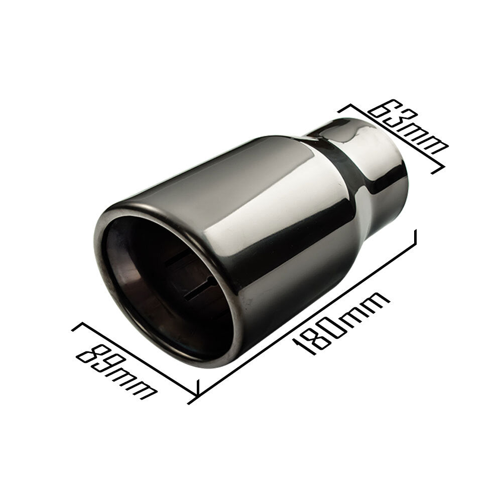 2.5'' Inlet Universal Welding Tail Tip Exhaust Tips 3.5'' Outlet Black 180mm Tip