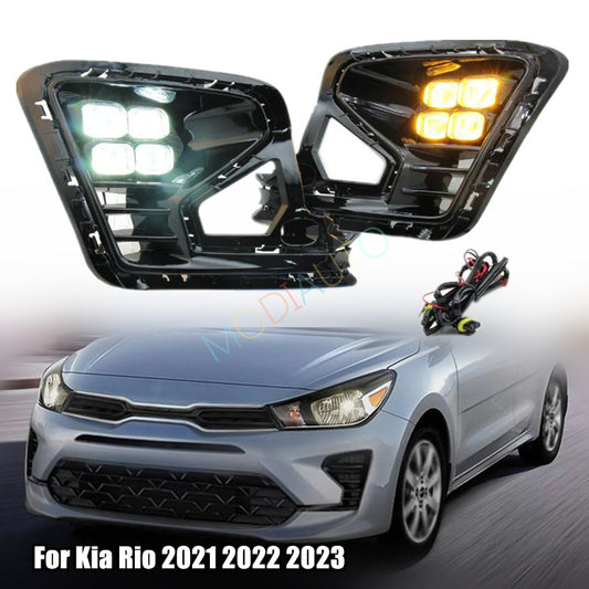 DRL LED Front Daytime Driving Fog Light Turn Signal Lamps For 2021-2023 for Kia Rio