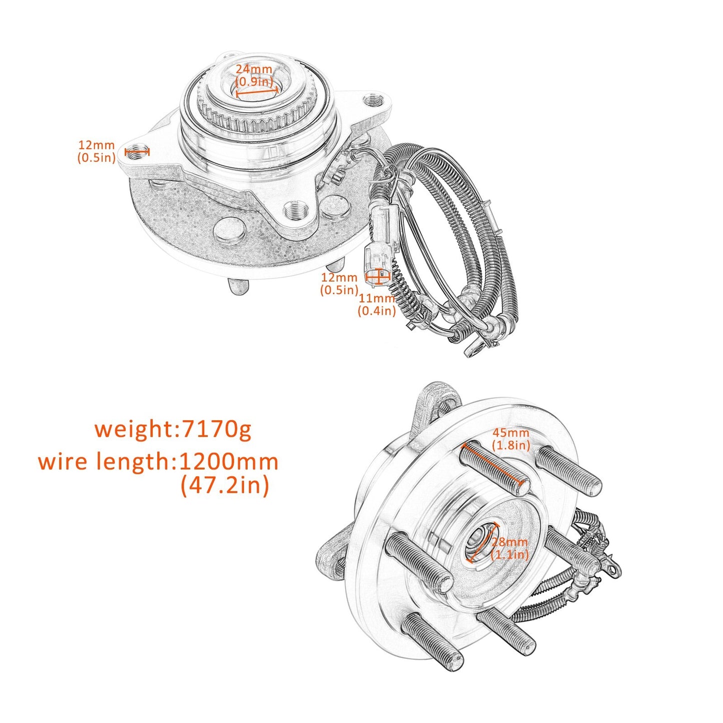 Wheel hub bearing assembly 2015-2020 for Ford F-150 4WD JL3Z-1104-P JL3Z1104P