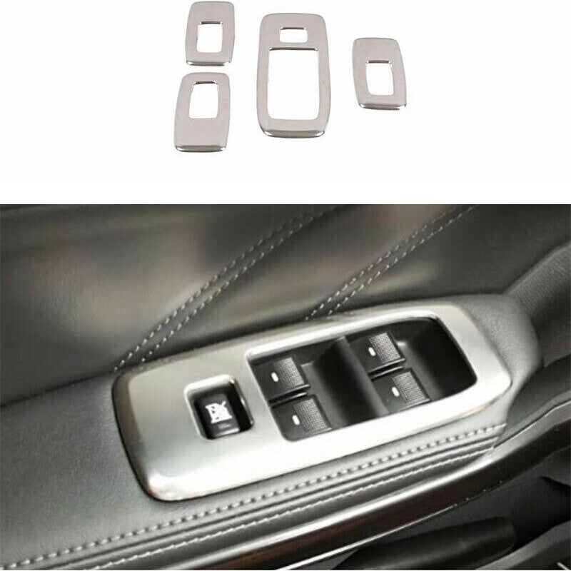 for Ford Ranger 2015-2022 Silver Steel Window Lock Lift Panel Trim Frame 4PCS