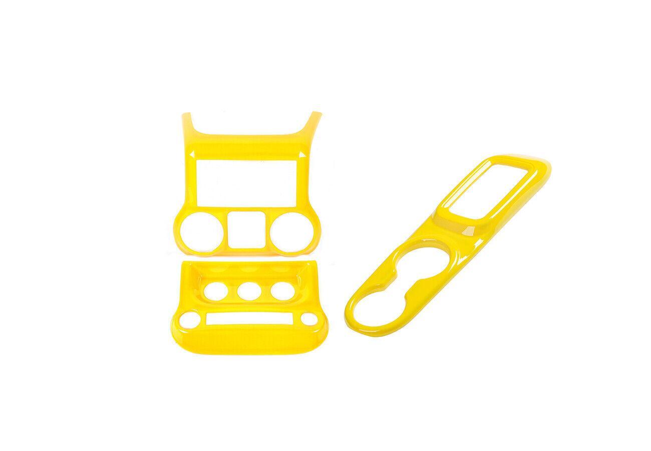 for Jeep for Wrangler JK 2011-2017 Yellow Dashboard A/C Switch Cup Holder Panel Trim