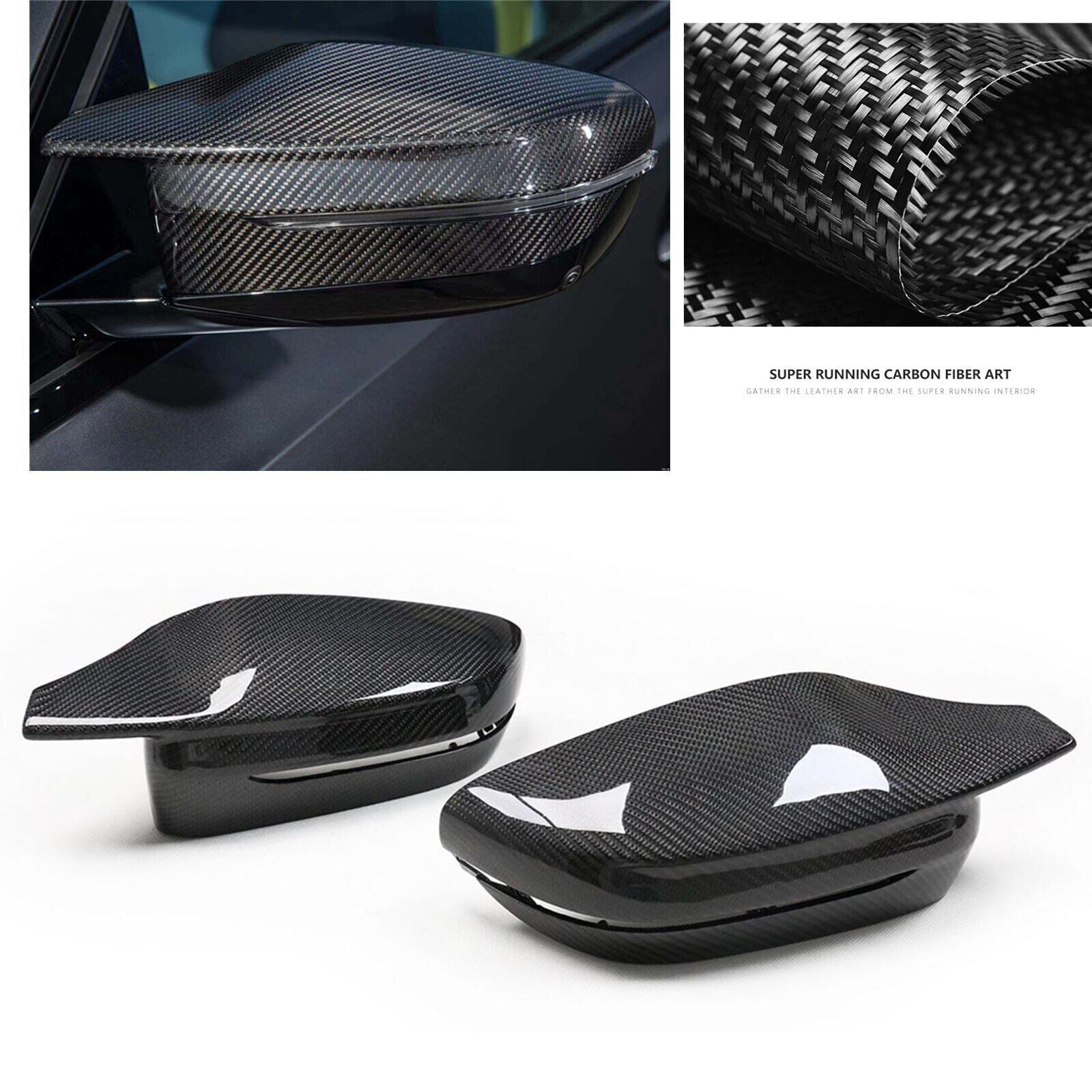 2PCS for BMW M3 G80 M4 G82 2021-23 Carbon Fiber Rear Mirror Cover Replacement