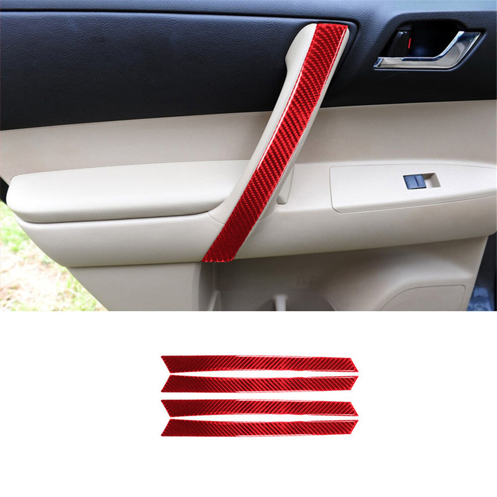 4X Red Carbon Fiber Iinner Door Panel Cover Trim for Toyota Highlander 2008-2013