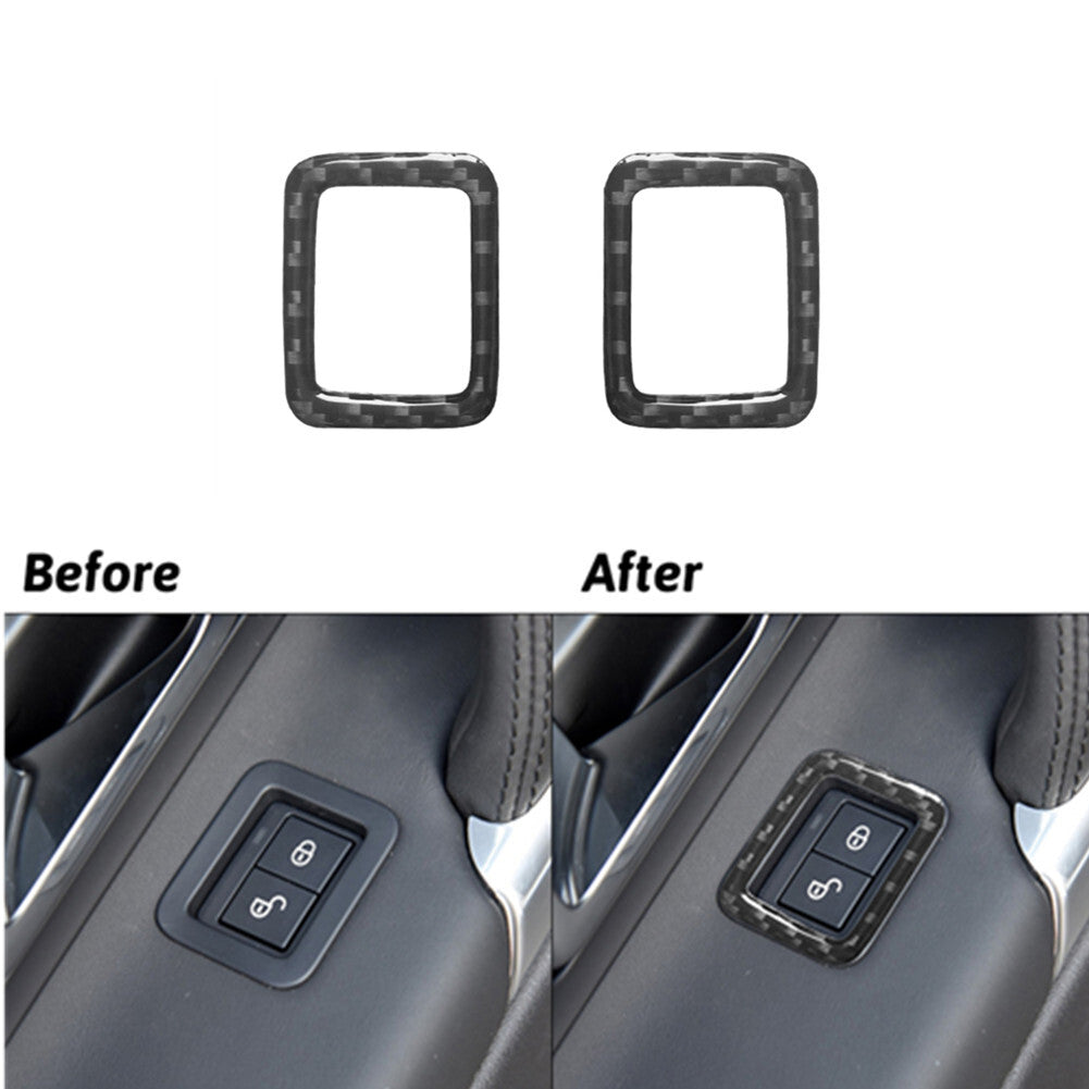 2x Carbon Fiber Door Lock Trim for Land Rover Discovery Sport 2015-2019