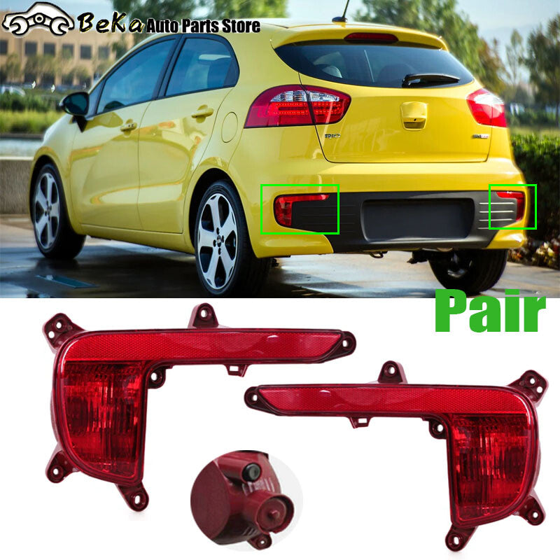 2-pack for Kia Rio Hatchback 2016-2017 LHRH rear bumper reflector lights and brake lights.
