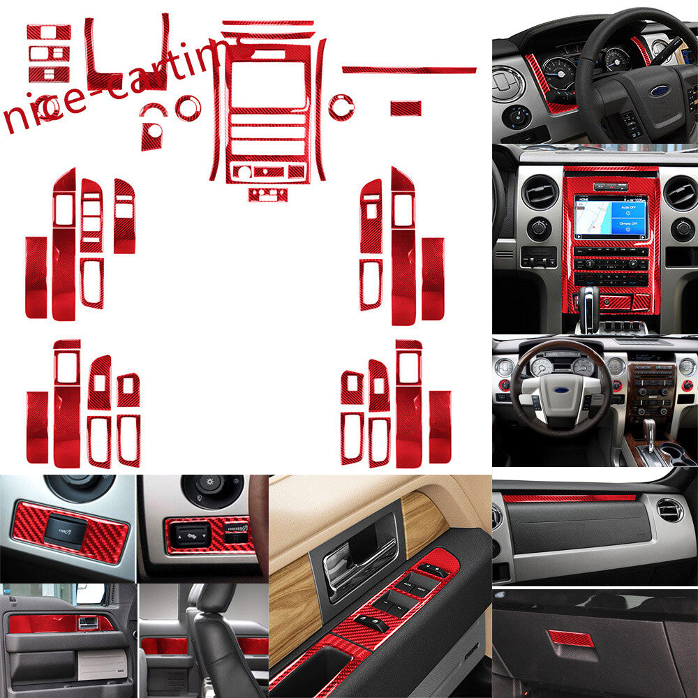 50¡ÁRed Carbon Fiber Interior Full Set Decorative Trim Kits for Ford F150 2009-14
