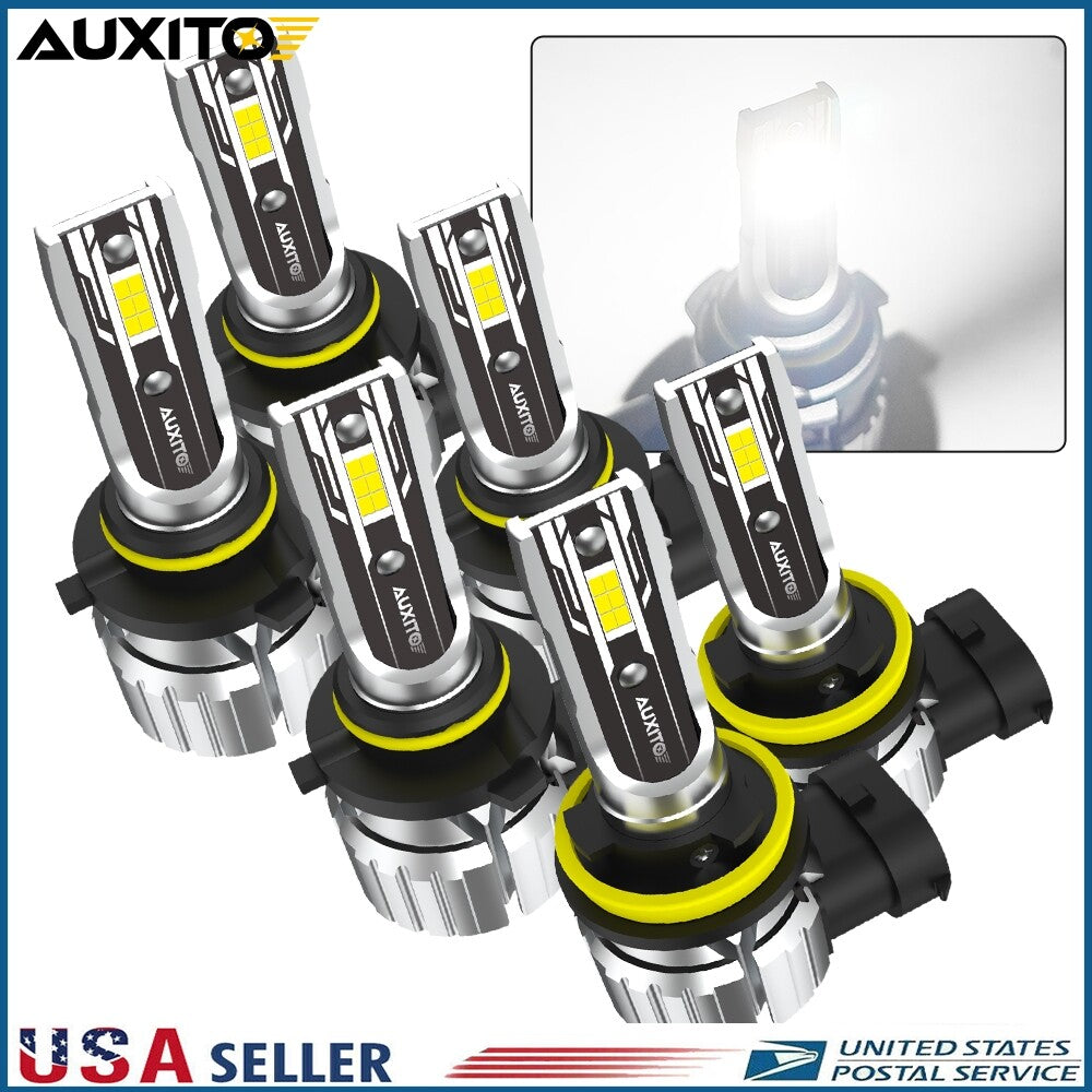 AUXITO 9005 9006 H11 LED bulb combination headlight and fog light kit, white high and low beam.