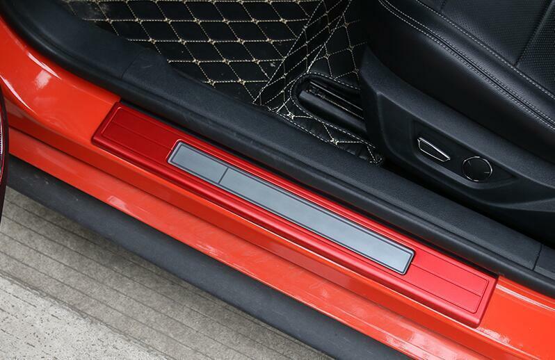 for Ford for Mustang 2015-2022 Red Outer Door Sill Scuff Plate Cover Protector 2PCS