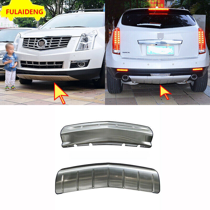 2X for Cadillac SRX 2010-2016 Car Silver FR Bumper Guard Plate Cover Trim Steel