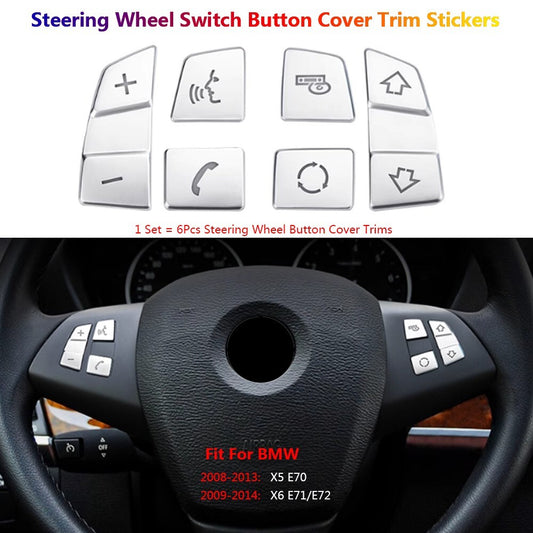 for BMW X5 X6 E70 E71 E72 Car Interior Steering Wheel Switch Button Cover Trims