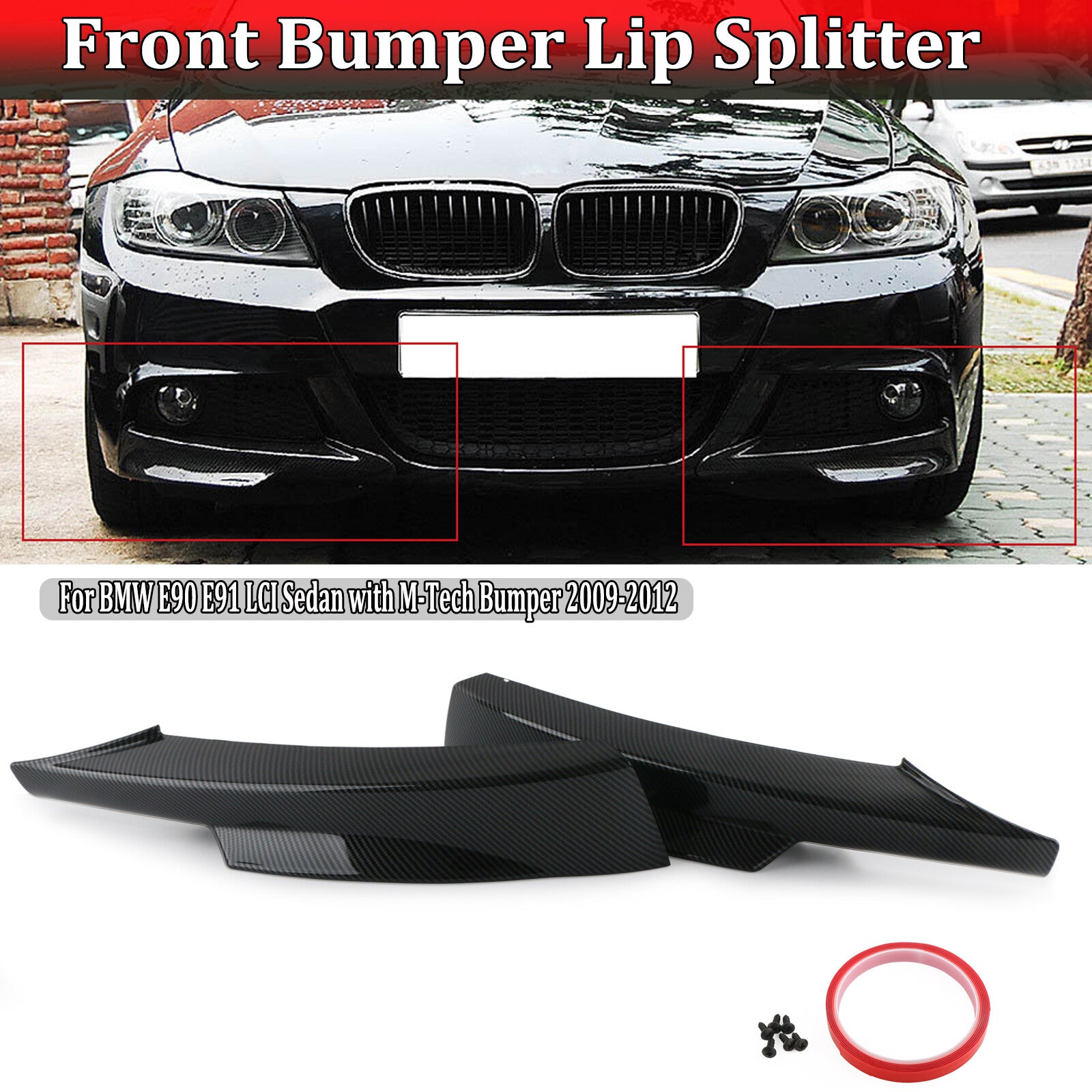 Carbon fiber front bumper splitter boiler lip suitable for BMW E90 E91 LCI M-Tech 09-12