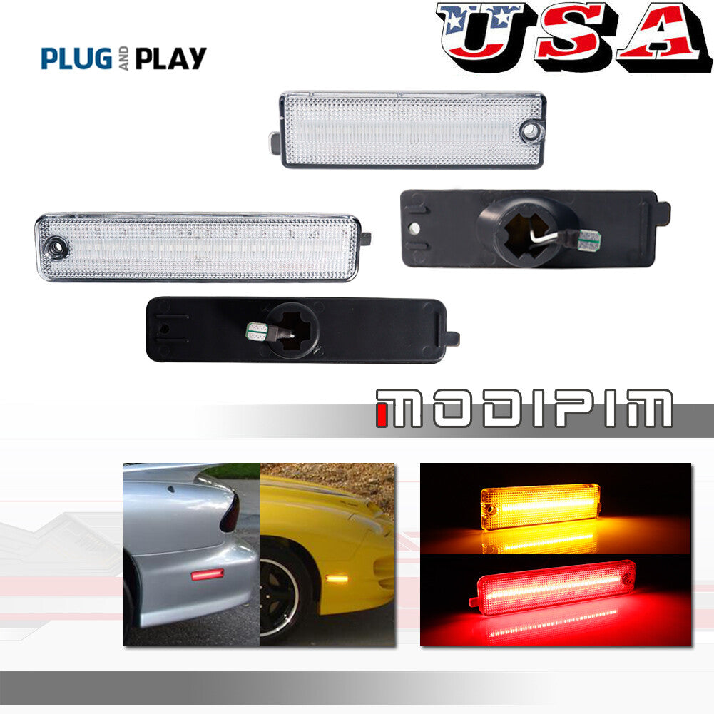 Transparent LED side marker lights on front and rear bumpers for 98-02 for Pontiac Firebird