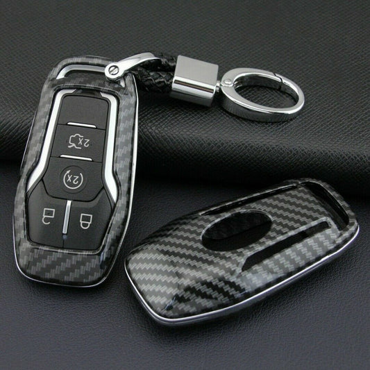 Carbon Fiber Hard for Smart Key Cover Accessories Chain Case for Ford for Lincoln US