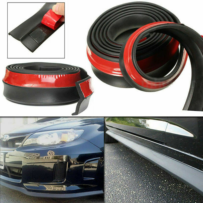 Car Front Side Bumper Lip Splitter Rubber Protector Spoiler Valance Chin Black