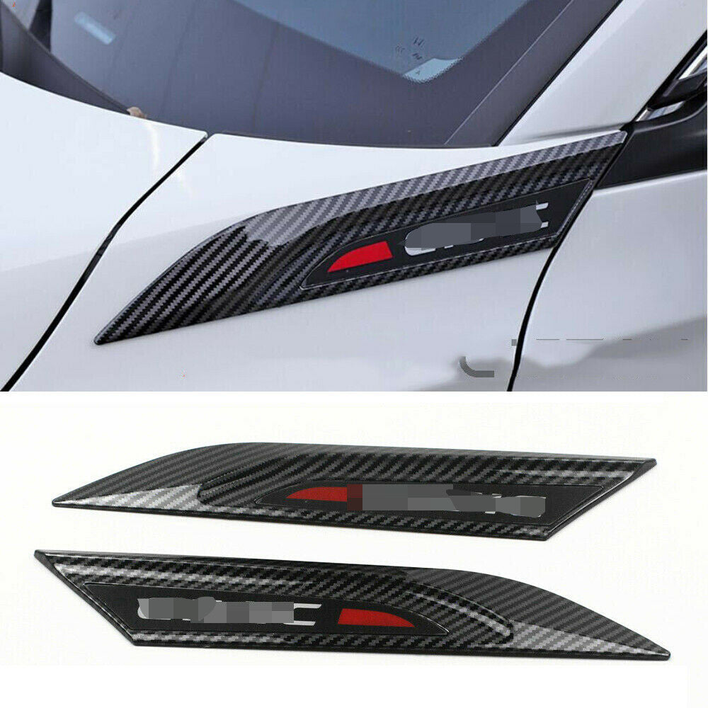 Carbon Fiber ABS Fender Side Body Emblem Hood Trim Cover for Honda for Civic 2022-23