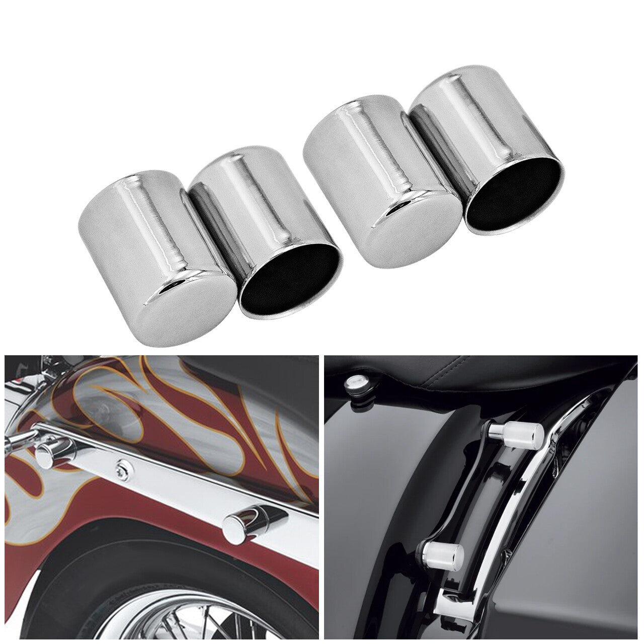 4x Chrome Docking Hardware Point Cover Kit for Harley Touring Road Electra Glide