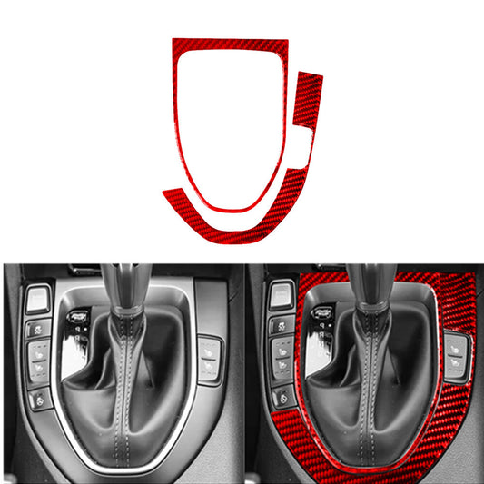 2X Red Carbon Fiber Gear Shift Frame Trim Cover for Hyundai for Veloster JS 2019-22