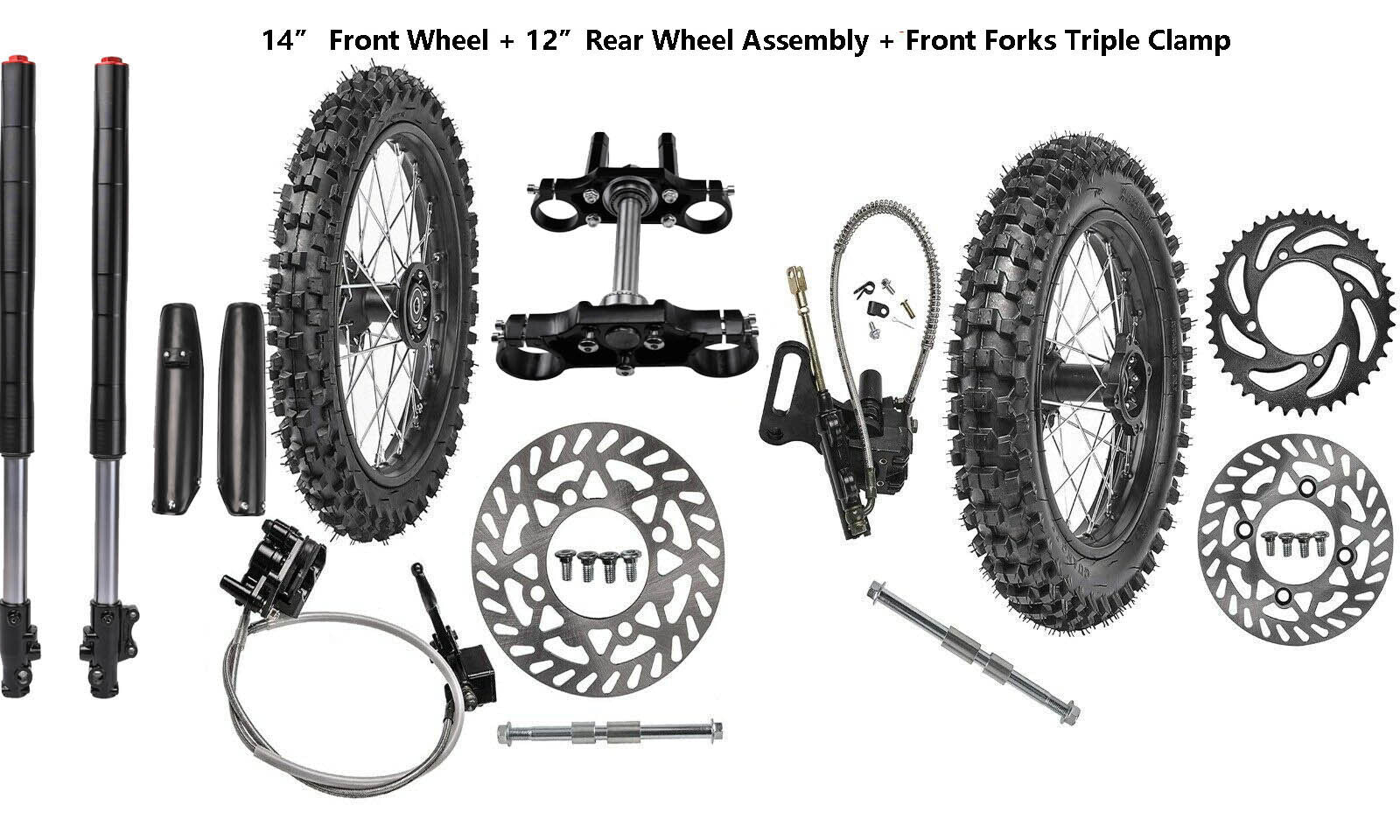 60/100-14  80/100-12 wheel kits, front forks, three-groove bicycles, CRF70, CRF50, CRF110