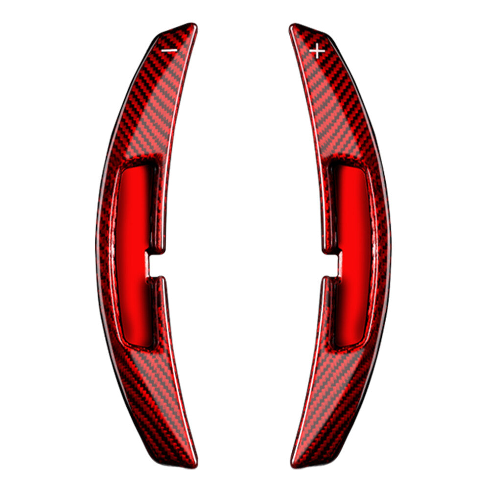 2x Steering Wheel Paddle Shifter Extension for Porsche 911 2021 Carbon Fiber Red